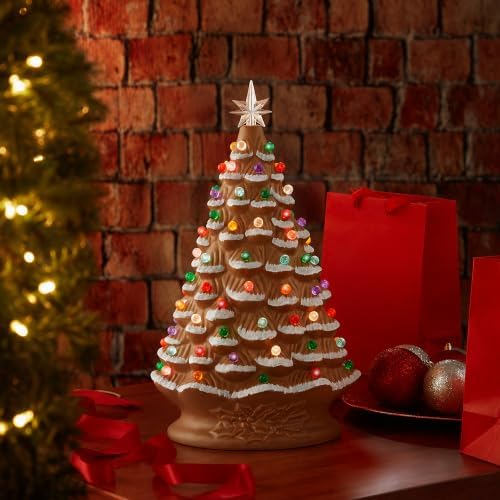 casafield hand painted ceramic christmas tree, gingerbread 18-inch on a desk or shelf