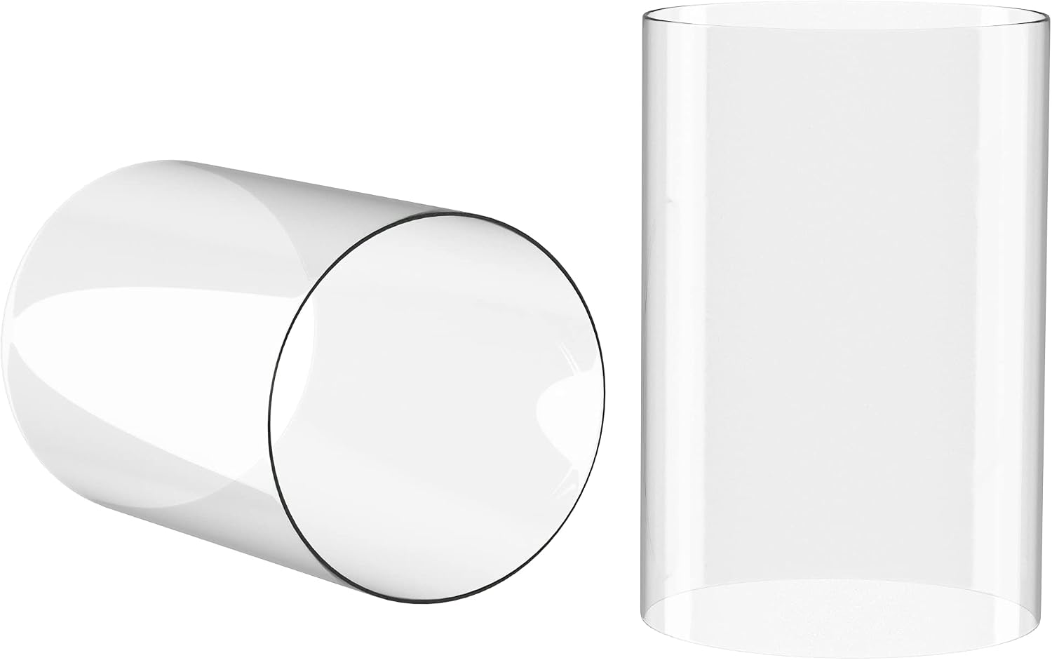 Hurricane Candle Holder - Open Ended, Bottomless Cylindrical Glass Lamp Shade, 3.5" x 6"
