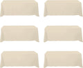 BRILLMAX 6 Pack Beige Tablecloths for 8 Foot Rectangle Tables 90 x 156 Inch - 8ft Rectangular Bulk Linen Polyester Fabric Washable Cloth Cover for Wedding Reception Banquet Birthday Party