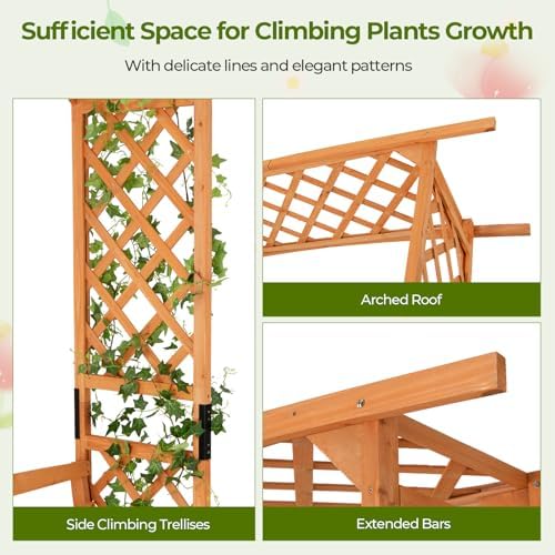 giantex garden arbor with bench, wooden garden arch, package contents