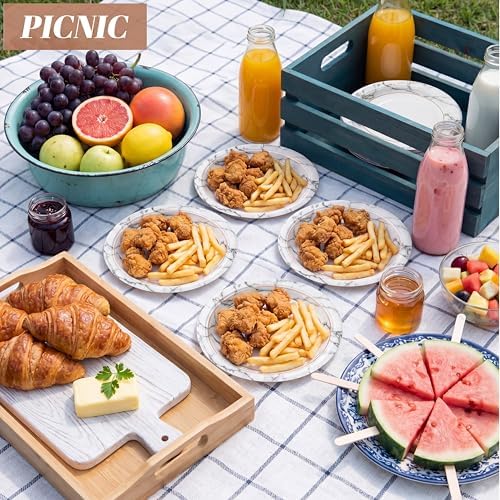 filltouch 400 pack 7 inch disposable paper plates on a desk or shelf