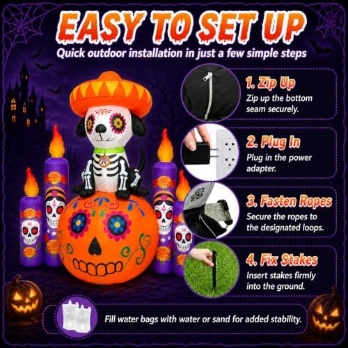 6 ft halloween decorations outdoor inflatable dog with on a desk or shelf
