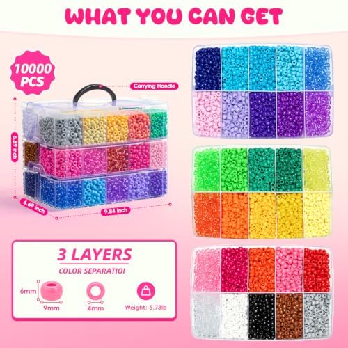 simetufy 10000pcs pony beads bulk 30 colors for, close-up detail