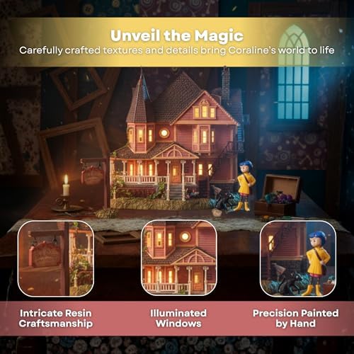 department 56 coraline pink palace apartments village set, package contents