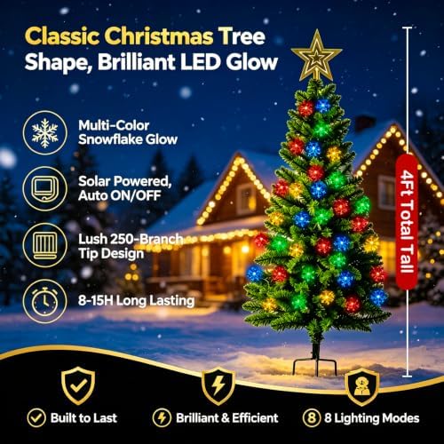 4ft 100led solar christmas tree for outdoor christmas shown in use