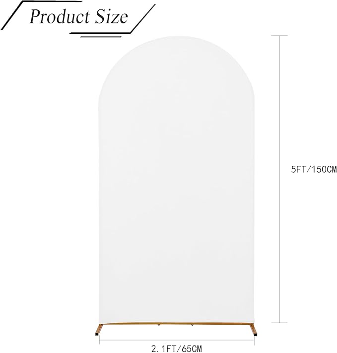 bricia Wedding Arch Backdrop Stand Cover, 5FT Double Sided Stretchy Arch Cover Fitted Wedding Birthday Party Banquet Decoration (White 60''Lx25.2''W)