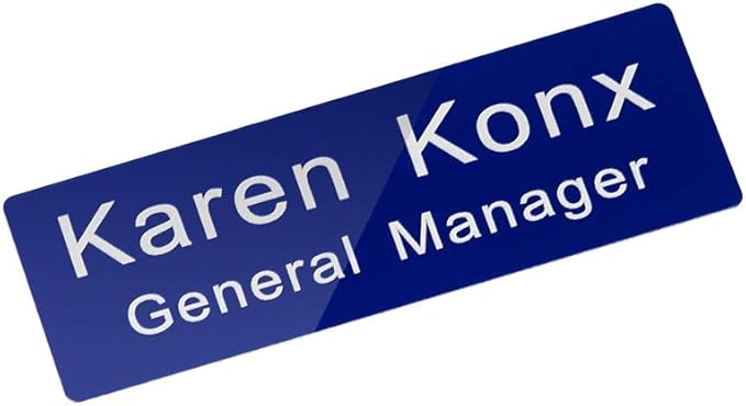 Custom Engraved Name Tag Badge for Business Personalized Identification with Pin or Magnetic Backing Aluminum ID Badge (Bule/White, 1" x 3")