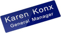 Custom Engraved Name Tag Badge for Business Personalized Identification with Pin or Magnetic Backing Aluminum ID Badge (Bule/White, 1" x 3")