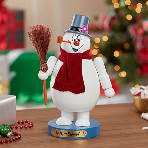 kurt adler wooden frosty the snowman nutcracker, 10", front angle view