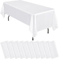 10 Packs Satin Tablecloth 57 x 108 Inch White Rectangular Table Cloth Silk Tablecloth Smooth Fabric Overlay Satin Table Cover Decoration for Wedding Party Banquet Events