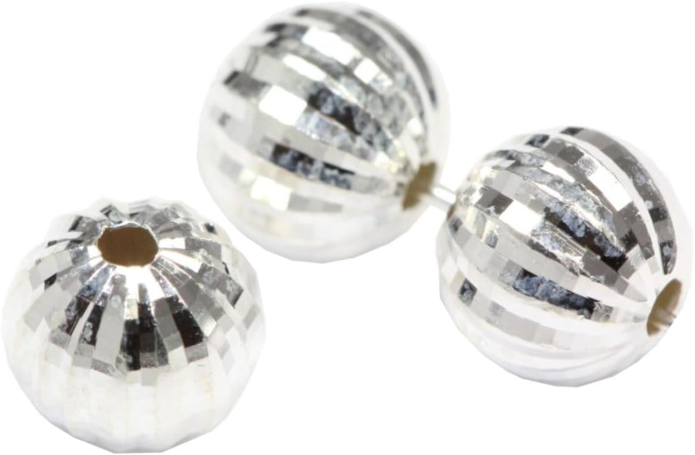 adabele real sterling silver 6mm diamond-cut corrugated round, main product view