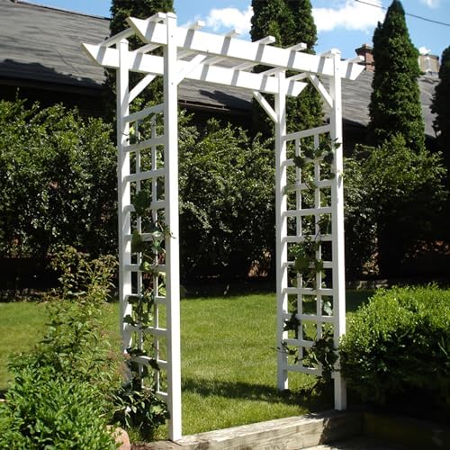 dura-trel providence arbor, vinyl garden archway for outdoors showing dimensions