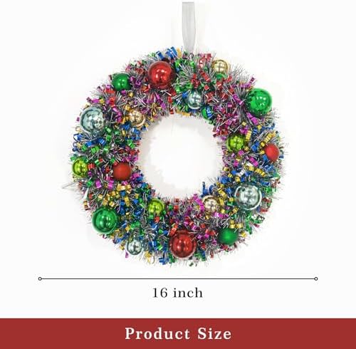16" christmas wreath for front door, christmas decoration, close-up detail
