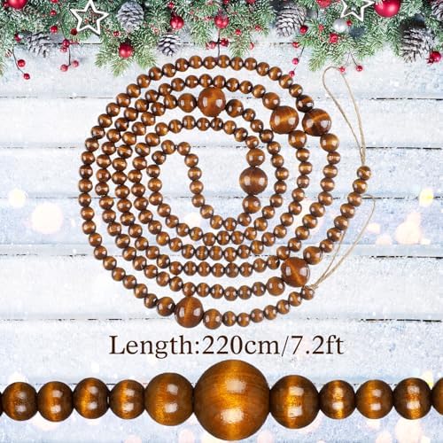bucherry 4 pcs christmas wood bead garland 28.8, close-up detail