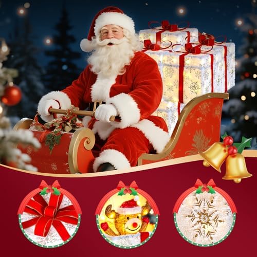 vingli animated christmas lighted gift boxes decoration, pop on a desk or shelf