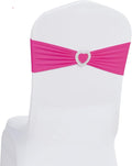 Howhic Pack of 120 Spandex Chair Sashes Bows Stretch Chair Cover Band with Buckle Slider Universal Elastic Chair Ties for Wedding Banquet Party Event Decoration (Fuchsia)