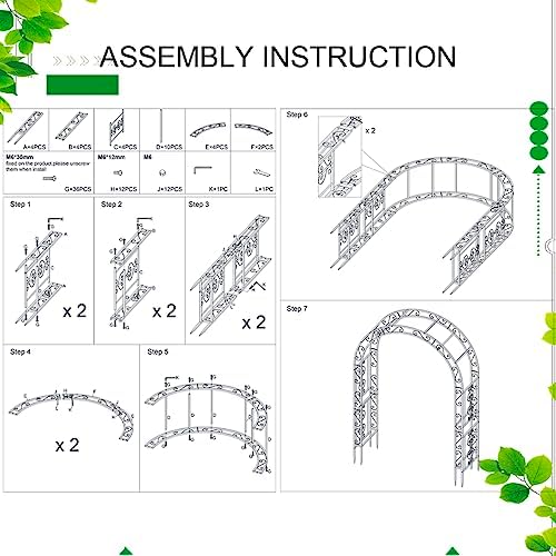 teabelle metal garden arbor trellis, black arch for, front angle view