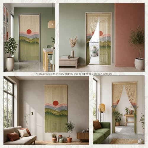 sunset field beaded bamboo curtain for doorway 35.4" on a desk or shelf