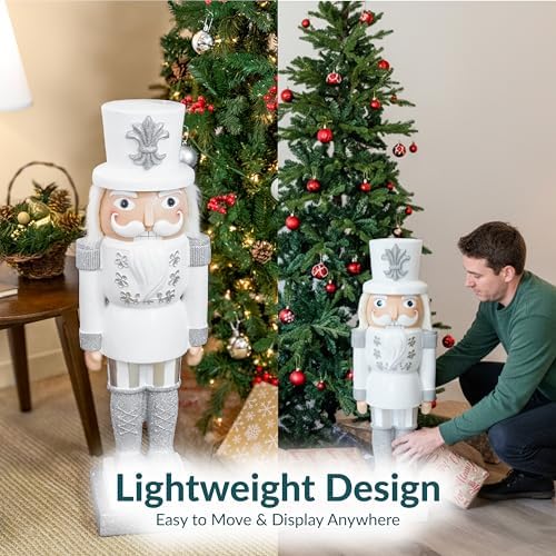 sunnydaze 3ft sterling the silver nutcracker christmas decoration, close-up detail