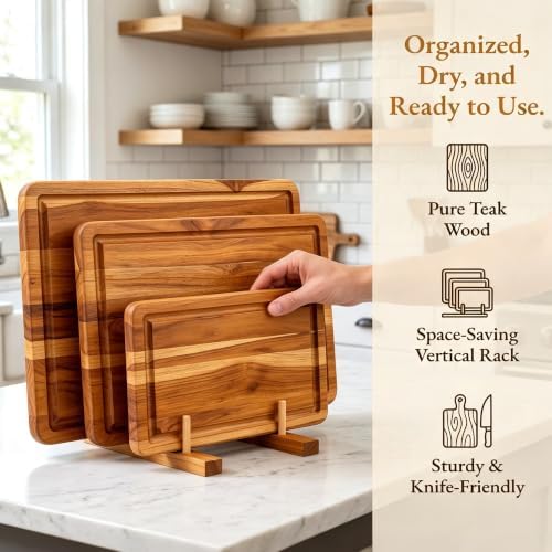 teak wood cutting board set with fast drying, view 9