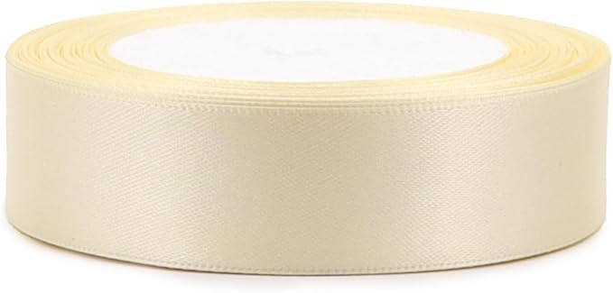Rice White Solid Satin Ribbon 1 Inch 25 Yards Solid Polyester Fabric Ribbon for Gift Wrapping Wedding Christmas Baby Shower Birthday Party Decoration Handmade Immortal Flower Craft