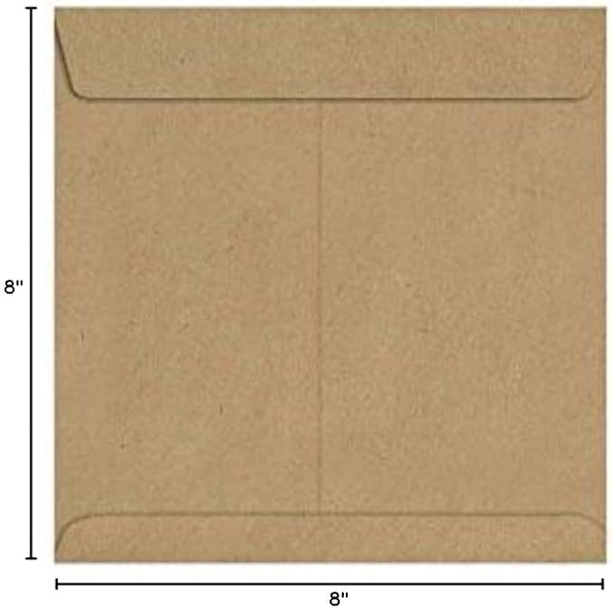 LUXPaper Square Invitation Envelopes | Peel & Press | 8" x 8" | Grocery Bag Brown | 70lb. Text | 50 Qty
