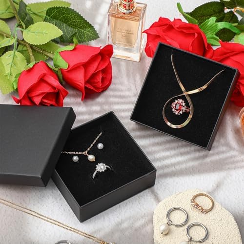 batiyeer 36 pcs jewelry gift boxes bulk, black showing dimensions