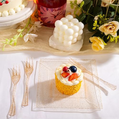 dayammi 200pcs gold dessert plates including 100pcs appetizer, package contents