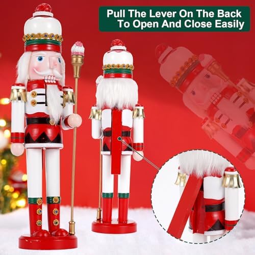 wooden christmas decorations nutcracker soldier, 38cm traditional painted, side view