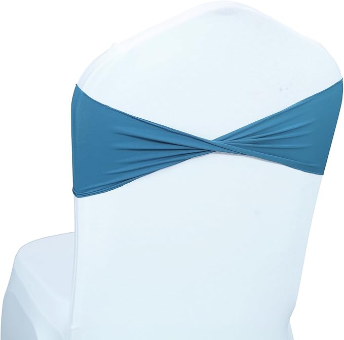 MDS Pack of 150 Spandex Chair Sashes Bows Elastic Stretch Dining Chair Bands Ties Without Slider Buckle Universal fits for Wedding Baby Shower Birthday Party Banquet Event Decoration - Dark Teal