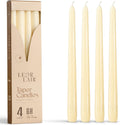 Leor & Lair Ivory Taper Candles - 4 Pack 10" Ivory Candlesticks - Unscented Cream Candle Sticks for Home Decoration, Holiday Tables, Weddings, Restaurants & Business Events