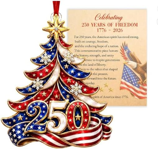 250 Anniversary USA Ornament, 1776-2026 2D Acrylic 250th Merchandise, USA America Anniversary Christmas Ornament, Fourth of July Decorations, Patriotic Decor, American Birthday Gifts
