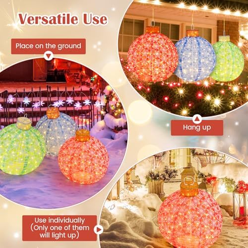 tangkula 3 pieces christmas lighted pop up holiday, close-up detail