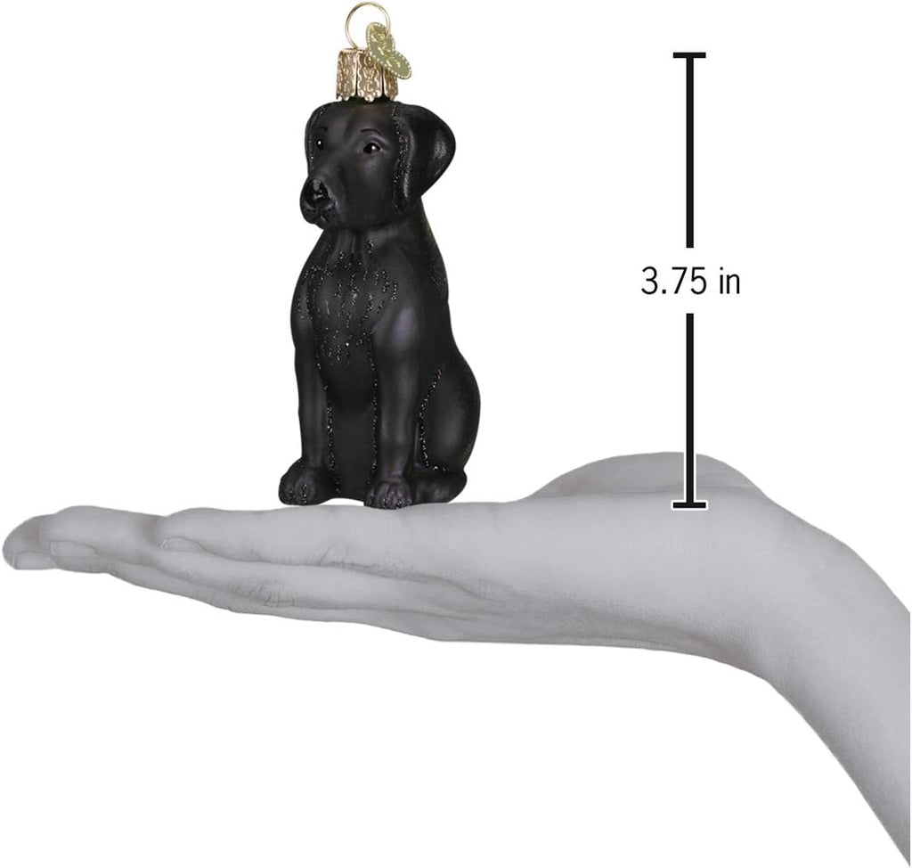 Old World Christmas Black Labrador Dog Collection Glass Blown Ornaments for Christmas Tree 3.75 x 1.5
