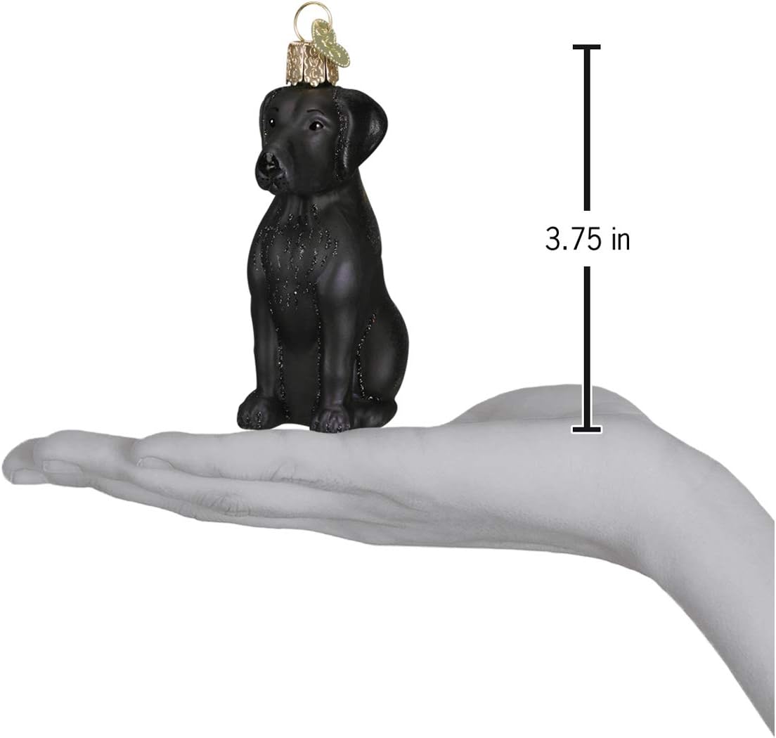 Old World Christmas Black Labrador Dog Collection Glass Blown Ornaments for Christmas Tree 3.75 x 1.5