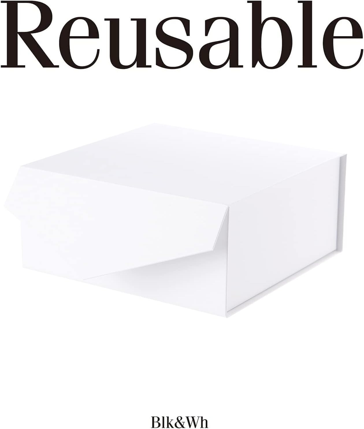 BLK&WH 6 Collapsible Gift Boxes with Magnetic Lids, 7.5x7.5x3 Inches, Bridesmaid Proposal Boxes, Matte White