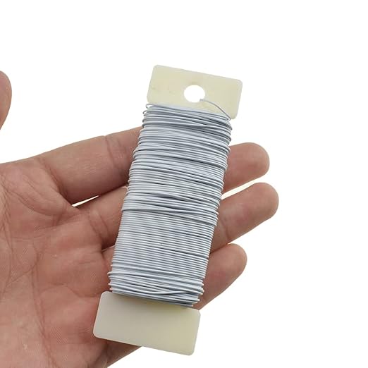 HAHIYO 22Gauge White 1Roll Total 38Yards(115Feet) Metal Floral Wire Flexible Paddle Wire Florist Wire Garden Wire for Crafts Christmas Wreaths Tree Flower Arrangement Bouquet Wrapping Wedding DIY