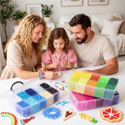 simetufy 14000pcs pony beads bulk, 30 colors 6x9, front angle view