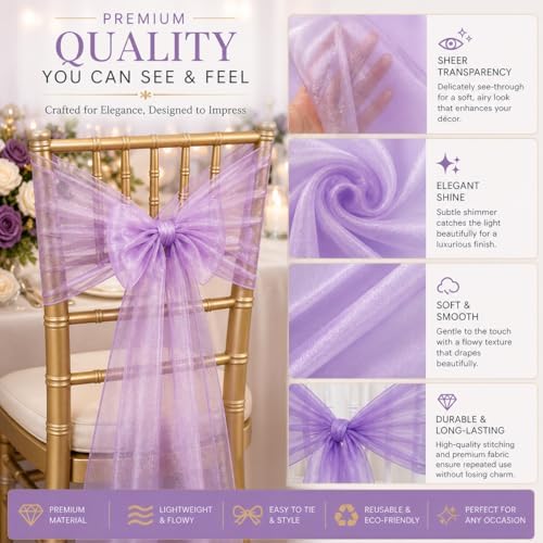 New Organza Chair Bow/Sash Décor for Wedding Reception Events Banquets Bows Decoration Sashes - (25, Champagne new)