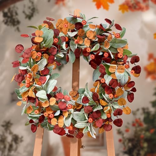 waipfaru fall decor, 22 inch fall wreaths for, side view