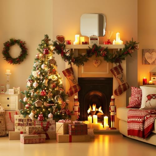total 200 ft green christmas garland decorations, christmas, view 9