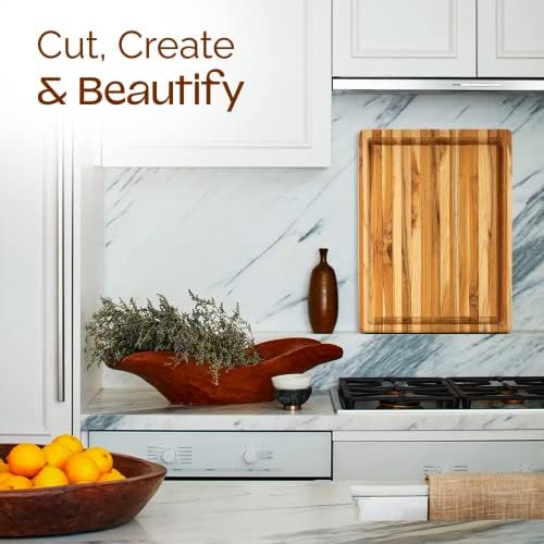 yes4all durable teak cutting boards for kitchen, [20''l on a desk or shelf