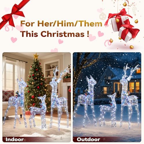 3d large christmas deer outdoor decorations with timer&remote, front angle view