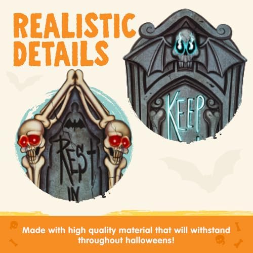 joyin 16" 9 pcs halloween tombstones decorations outdoor shown in use