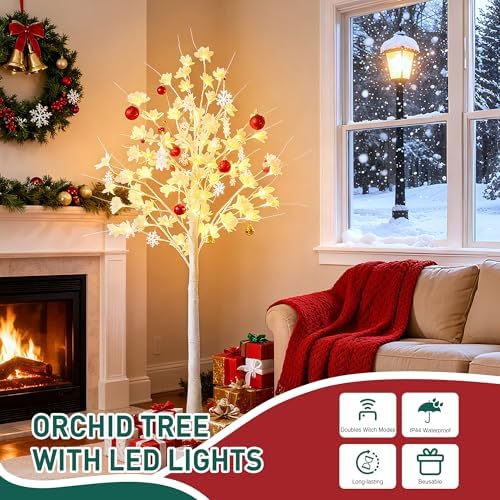 5ft white flower tree with lights,lighted flower tree shown in use