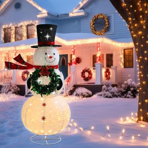 mumtop 6 ft lighted christmas snowman outdoor indoor, side view