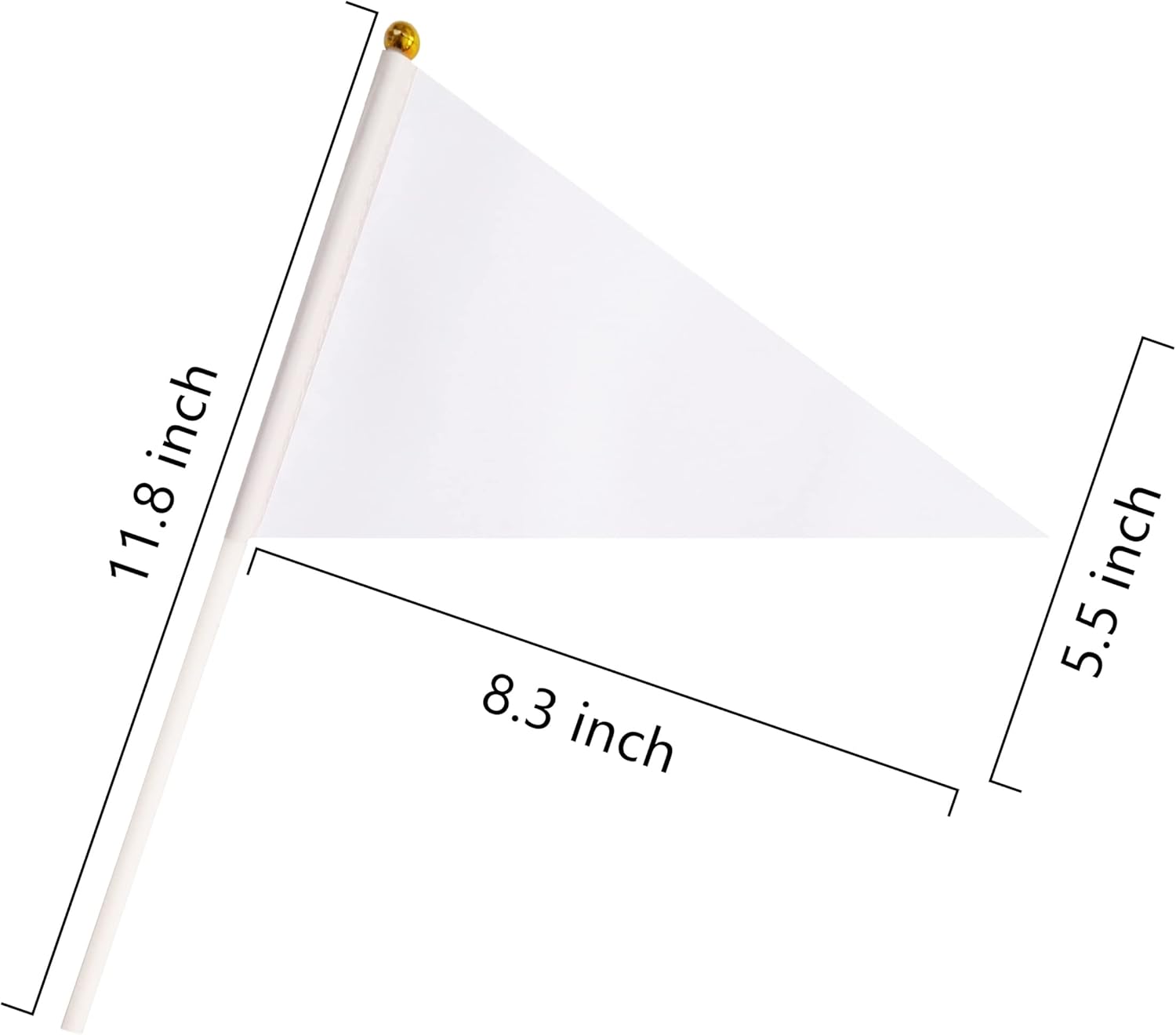 25 Pack White Pennant Flags Small Mini Hand Held Solid Color Pennant Flags On Sticks,Party Events Celebration,School,Grand Opening,Kids Birthday,Sports Clubs,Flower Pot (White)