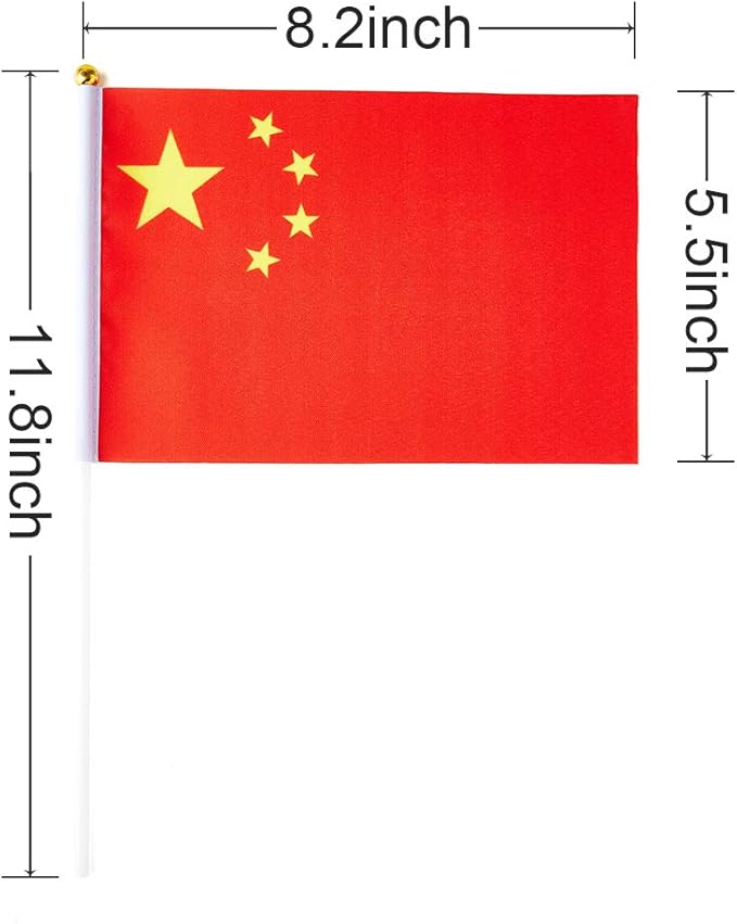 China Flag Chinese Flag, Small Mini Handheld China Flags on Stick, Ideal for Party Parades Sports Events Patriotic Festival Decorations