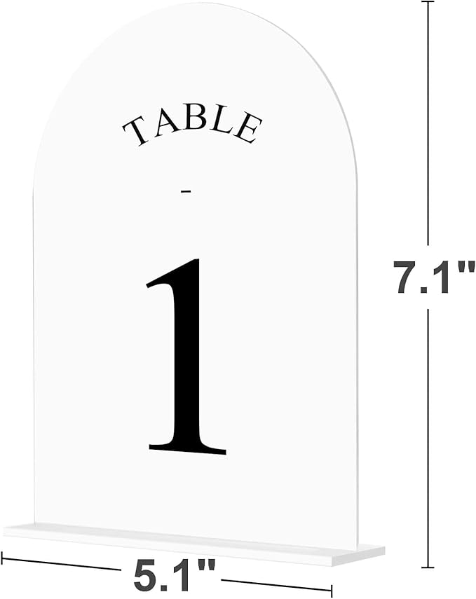 JOYIT Arch Wedding Table Numbers 1-30 with Stands – Double-Sided Printed 5" X 7" Acrylic Table Signs with White Background Black Text, Perfect Acrylic Table Numbers for Wedding Receptions, Parties, Anniversaries, and Events