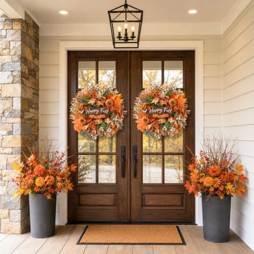 fall decor, fall wreaths for front door, 20", front angle view